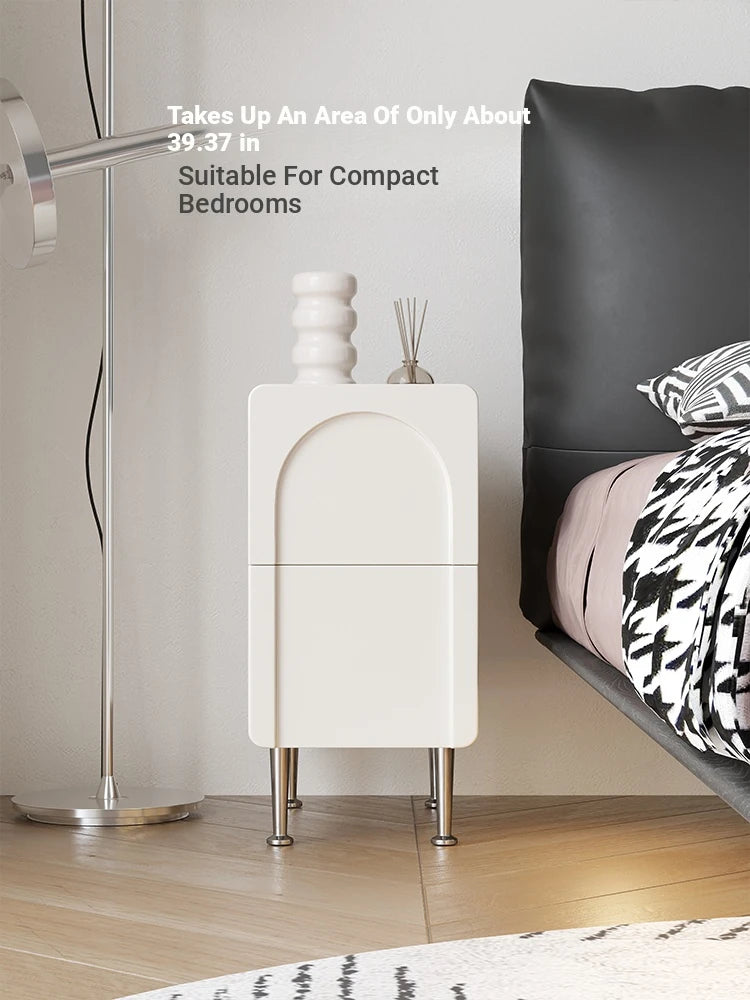 Modern Black Bedside Cupboard - Multi-Layer Board & Stainless Steel Legs - Stylish Nightstand for Any Bedroom hsms-4908