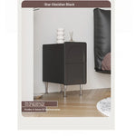 Modern Black Bedside Cupboard - Multi-Layer Board & Stainless Steel Legs - Stylish Nightstand for Any Bedroom hsms-4908