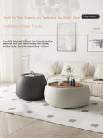 Modern Multi-Layer Board Tea Table with Synthetic Leather Finish - Stylish and Functional Centerpiece for Your Living Room hsms-4909