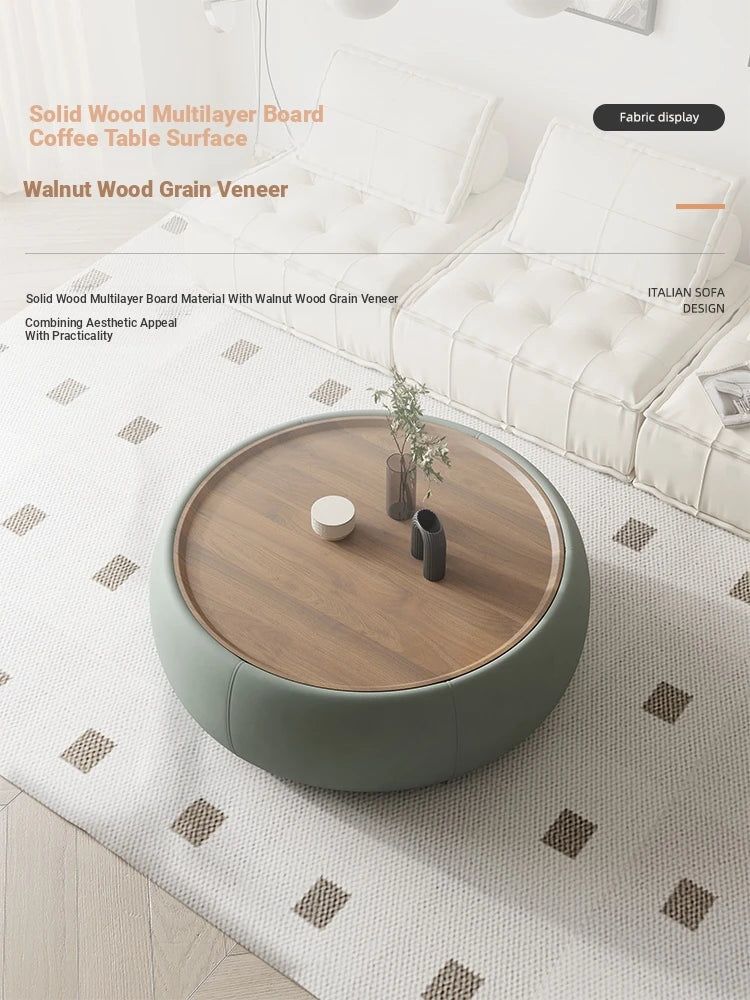 Modern Multi-Layer Board Tea Table with Synthetic Leather Finish - Stylish and Functional Centerpiece for Your Living Room hsms-4909
