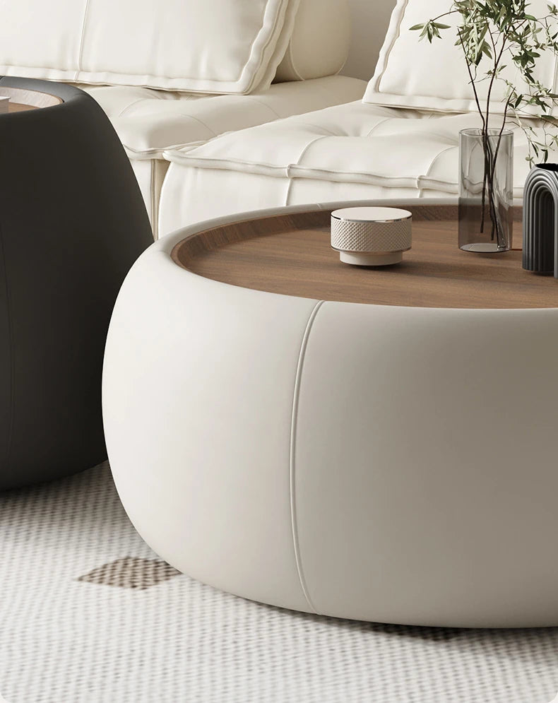 Modern Multi-Layer Board Tea Table with Synthetic Leather Finish - Stylish and Functional Centerpiece for Your Living Room hsms-4909