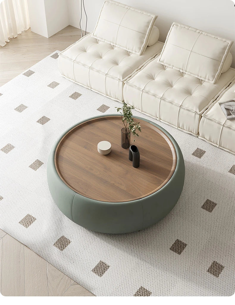 Modern Multi-Layer Board Tea Table with Synthetic Leather Finish - Stylish and Functional Centerpiece for Your Living Room hsms-4909