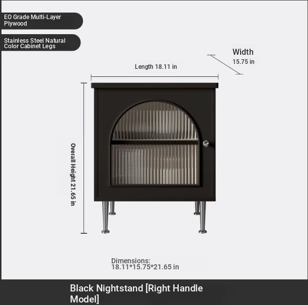 Modern Multi-Layer Board Bedside Cupboard with Stainless Glass - Stylish Storage Solution for Your Bedroom hsms-4910