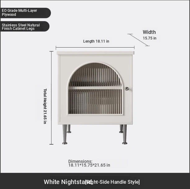 Modern Multi-Layer Board Bedside Cupboard with Stainless Glass - Stylish Storage Solution for Your Bedroom hsms-4910