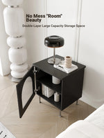 Modern Multi-Layer Board Bedside Cupboard with Stainless Glass - Stylish Storage Solution for Your Bedroom hsms-4910