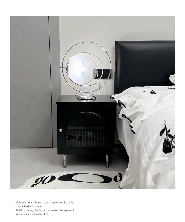 Modern Multi-Layer Board Bedside Cupboard with Stainless Glass - Stylish Storage Solution for Your Bedroom hsms-4910
