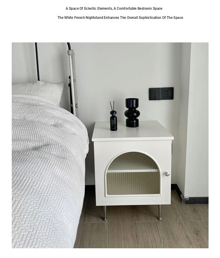 Modern Multi-Layer Board Bedside Cupboard with Stainless Glass - Stylish Storage Solution for Your Bedroom hsms-4910