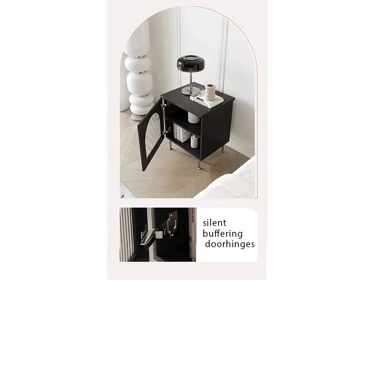 Modern Multi-Layer Board Bedside Cupboard with Stainless Glass - Stylish Storage Solution for Your Bedroom hsms-4910
