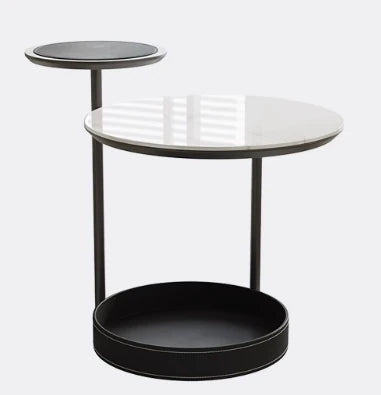 Stylish Ceramic Sintered Stone Tea Table with Synthetic Leather Base – Modern Accent Furniture for Living Room and Home Decor hsms-4911