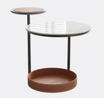 Stylish Ceramic Sintered Stone Tea Table with Synthetic Leather Base – Modern Accent Furniture for Living Room and Home Decor hsms-4911
