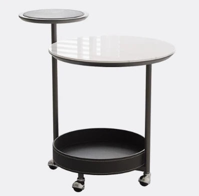 Stylish Ceramic Sintered Stone Tea Table with Synthetic Leather Base – Modern Accent Furniture for Living Room and Home Decor hsms-4911