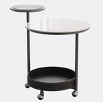 Stylish Ceramic Sintered Stone Tea Table with Synthetic Leather Base – Modern Accent Furniture for Living Room and Home Decor hsms-4911