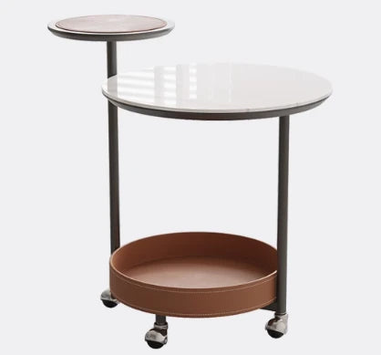 Stylish Ceramic Sintered Stone Tea Table with Synthetic Leather Base – Modern Accent Furniture for Living Room and Home Decor hsms-4911