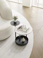 Stylish Ceramic Sintered Stone Tea Table with Synthetic Leather Base – Modern Accent Furniture for Living Room and Home Decor hsms-4911