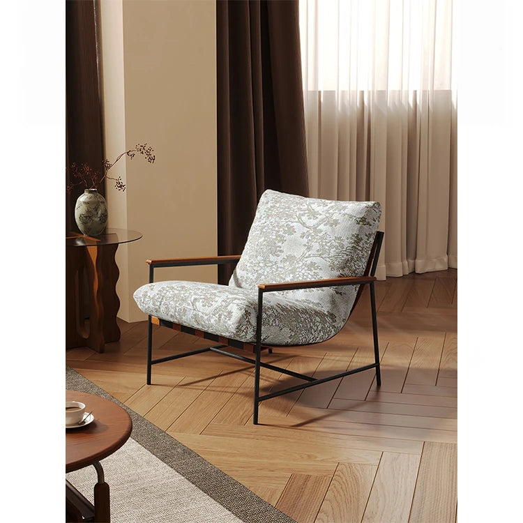 Stylish Red Oak Armchair with Down Stuffing Cotton-Ramie Upholstery - Modern Comfort for Your Home hsms-4913