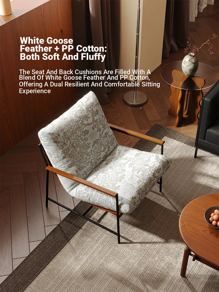 Stylish Red Oak Armchair with Down Stuffing Cotton-Ramie Upholstery - Modern Comfort for Your Home hsms-4913