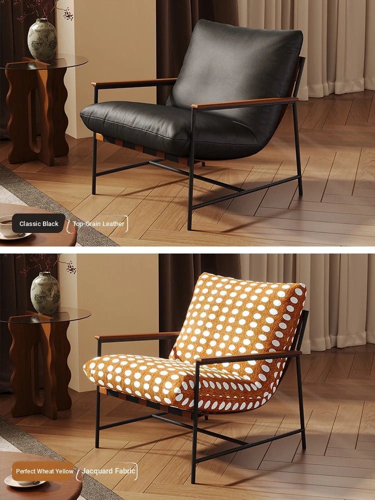 Stylish Red Oak Armchair with Down Stuffing Cotton-Ramie Upholstery - Modern Comfort for Your Home hsms-4913