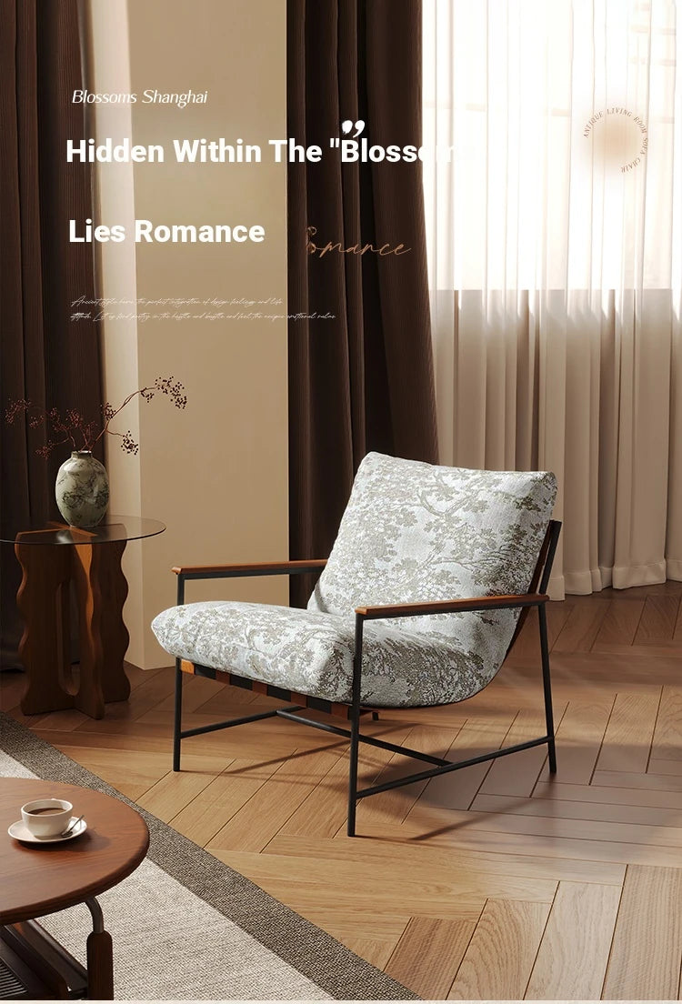 Stylish Red Oak Armchair with Down Stuffing Cotton-Ramie Upholstery - Modern Comfort for Your Home hsms-4913
