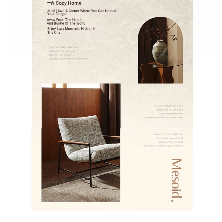 Stylish Red Oak Armchair with Down Stuffing Cotton-Ramie Upholstery - Modern Comfort for Your Home hsms-4913