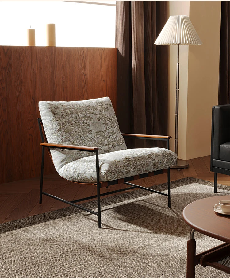 Stylish Red Oak Armchair with Down Stuffing Cotton-Ramie Upholstery - Modern Comfort for Your Home hsms-4913