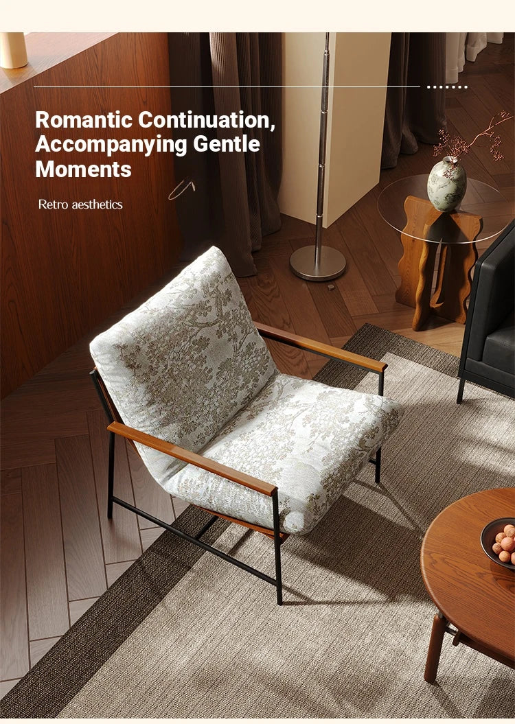 Stylish Red Oak Armchair with Down Stuffing Cotton-Ramie Upholstery - Modern Comfort for Your Home hsms-4913