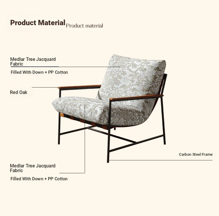 Stylish Red Oak Armchair with Down Stuffing Cotton-Ramie Upholstery - Modern Comfort for Your Home hsms-4913