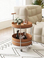 Stylish Solid Wood & Stainless Steel Bar Cart with Synthetic Leather Trim – Perfect for Entertaining and Home Decor hsms-4916