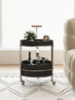 Stylish Solid Wood & Stainless Steel Bar Cart with Synthetic Leather Trim – Perfect for Entertaining and Home Decor hsms-4916