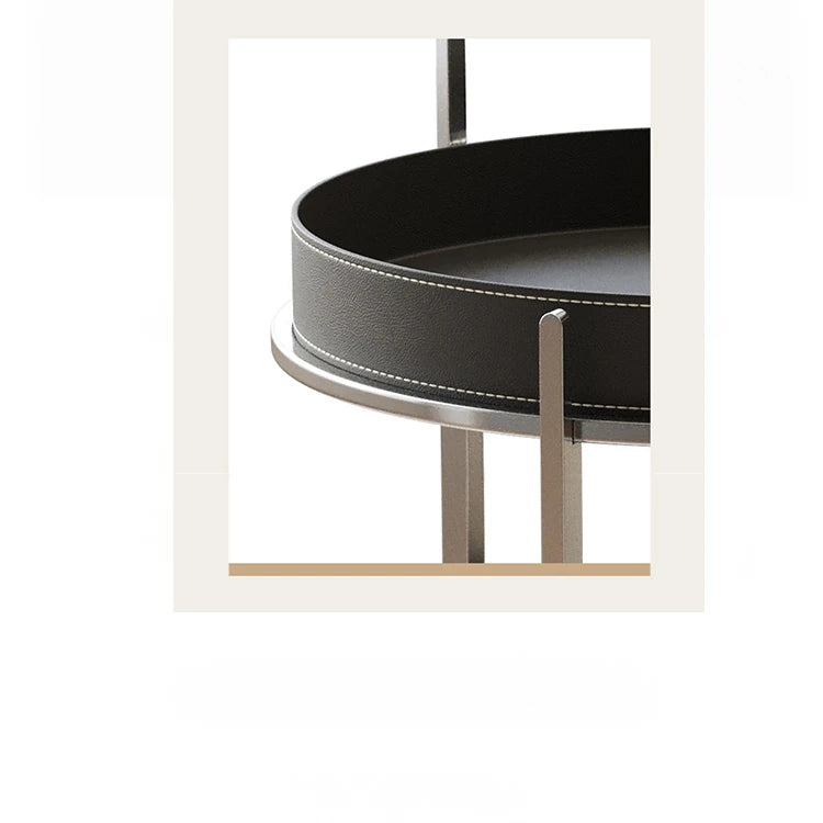 Stylish Solid Wood & Stainless Steel Bar Cart with Synthetic Leather Trim – Perfect for Entertaining and Home Decor hsms-4916