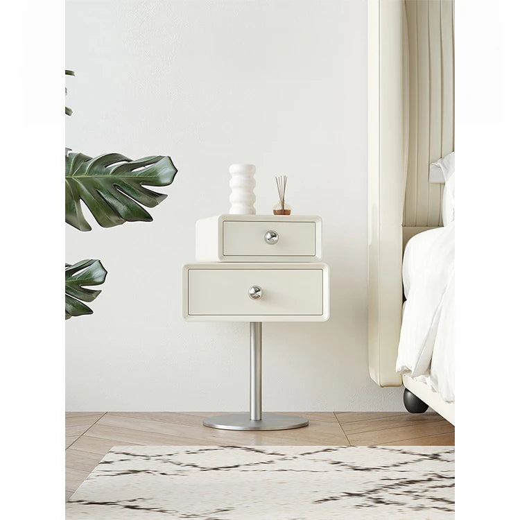 Stylish Multi-Layer Board Bedside Cupboard with Stainless Steel Base - Modern Nightstand for Bedroom Storage hsms-4917