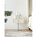 Stylish Multi-Layer Board Bedside Cupboard with Stainless Steel Base - Modern Nightstand for Bedroom Storage hsms-4917