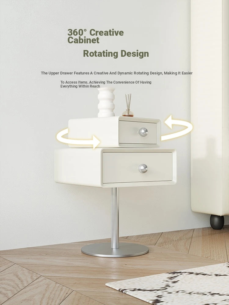 Stylish Multi-Layer Board Bedside Cupboard with Stainless Steel Base - Modern Nightstand for Bedroom Storage hsms-4917