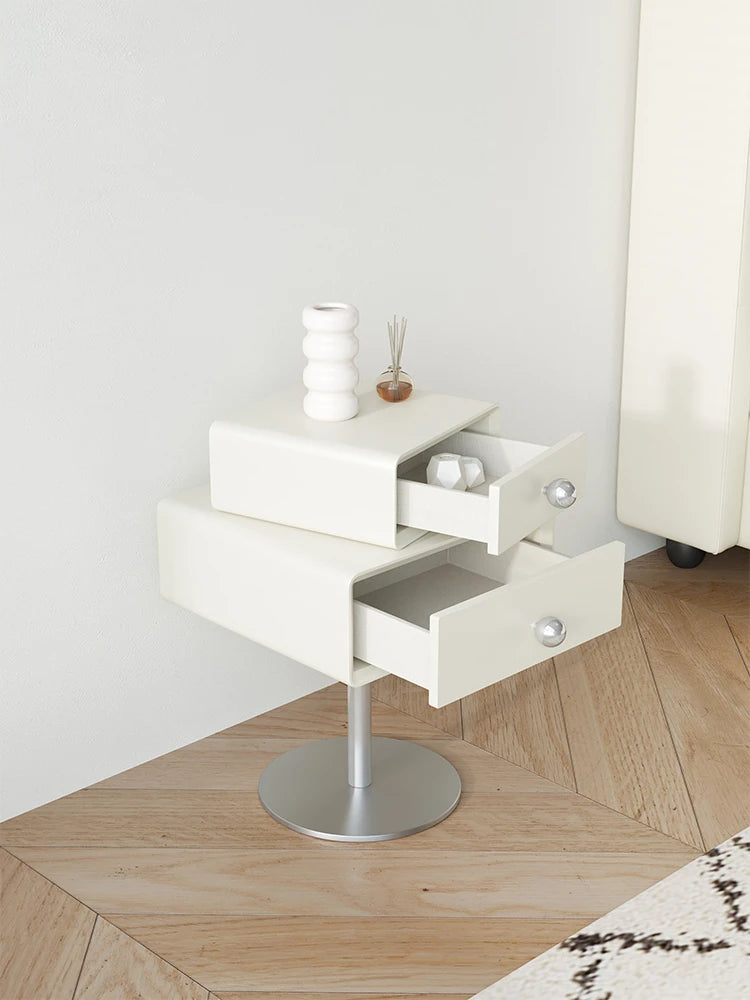 Stylish Multi-Layer Board Bedside Cupboard with Stainless Steel Base - Modern Nightstand for Bedroom Storage hsms-4917