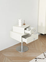 Stylish Multi-Layer Board Bedside Cupboard with Stainless Steel Base - Modern Nightstand for Bedroom Storage hsms-4917