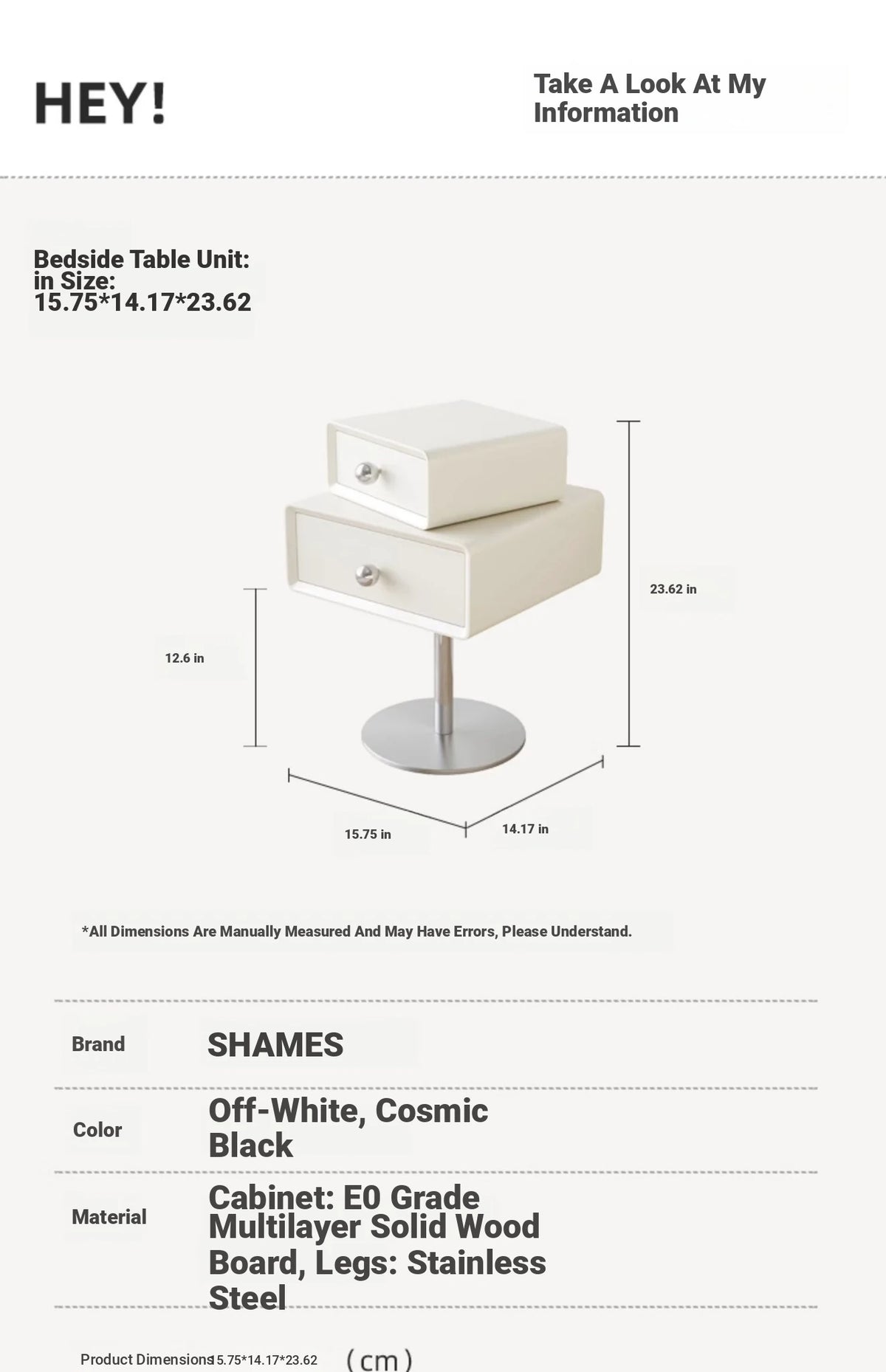 Stylish Multi-Layer Board Bedside Cupboard with Stainless Steel Base - Modern Nightstand for Bedroom Storage hsms-4917