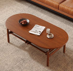 Stylish Ash Wood and Stainless Steel Tea Table with Glass Top - Modern Oval Design for Living Room hsms-4918
