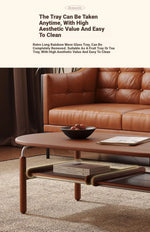 Stylish Ash Wood and Stainless Steel Tea Table with Glass Top - Modern Oval Design for Living Room hsms-4918