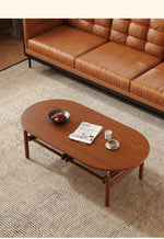Stylish Ash Wood and Stainless Steel Tea Table with Glass Top - Modern Oval Design for Living Room hsms-4918