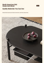 Stylish Black Ash Wood Coffee Table with Synthetic Leather Accents and Hidden Storage Space hsms-4919