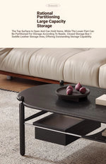 Stylish Black Ash Wood Coffee Table with Synthetic Leather Accents and Hidden Storage Space hsms-4919