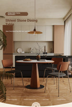 Elegant Round Solid Wood Dining Table with Ceramic Sintered Stone Top - Modern Home Furniture hsms-4920