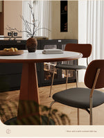 Elegant Round Solid Wood Dining Table with Ceramic Sintered Stone Top - Modern Home Furniture hsms-4920