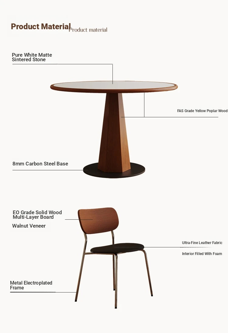 Elegant Round Solid Wood Dining Table with Ceramic Sintered Stone Top - Modern Home Furniture hsms-4920