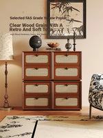 Solid Wood Ash Cabinet with Rattan Weaving - Stylish Storage Solution for Modern Interiors hsms-4922