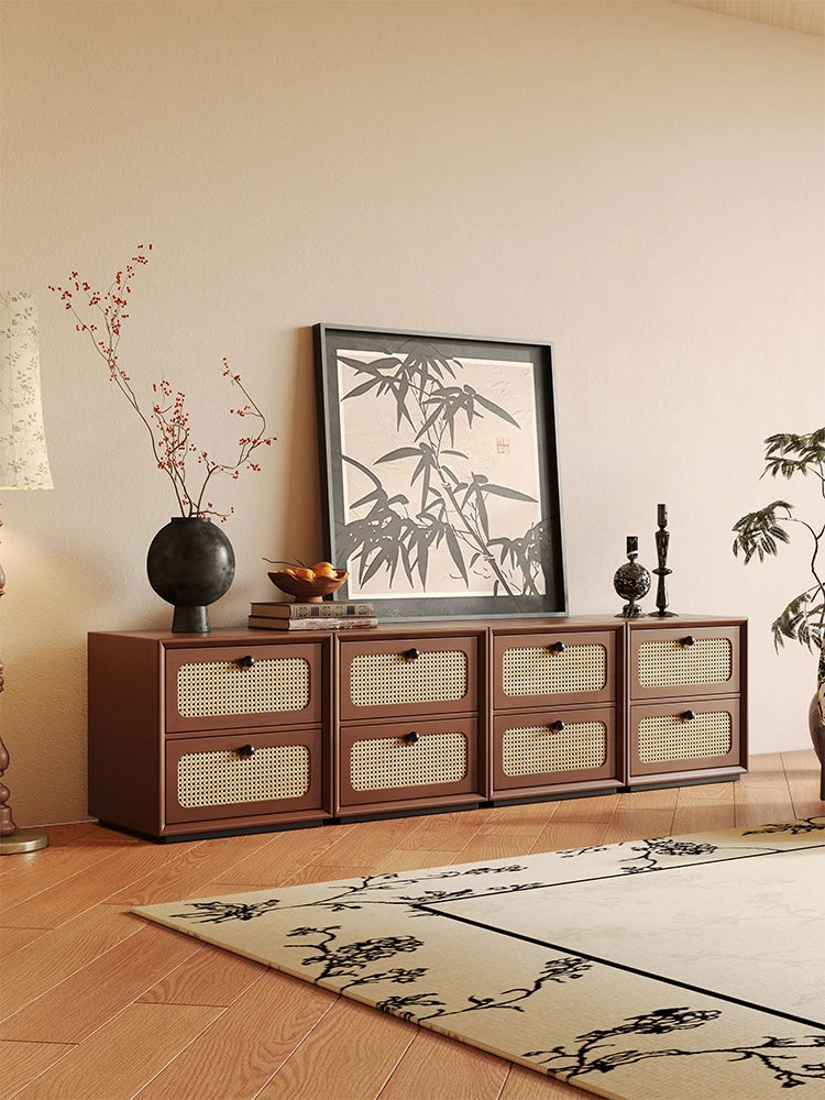 Solid Wood Ash Cabinet with Rattan Weaving - Stylish Storage Solution for Modern Interiors hsms-4922
