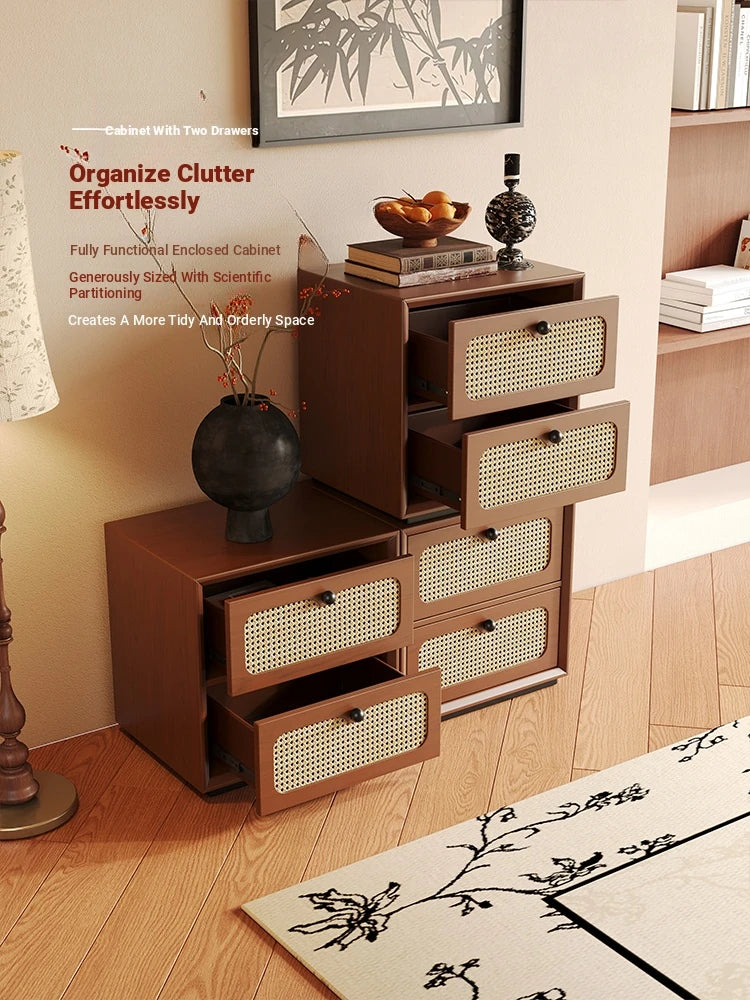 Solid Wood Ash Cabinet with Rattan Weaving - Stylish Storage Solution for Modern Interiors hsms-4922