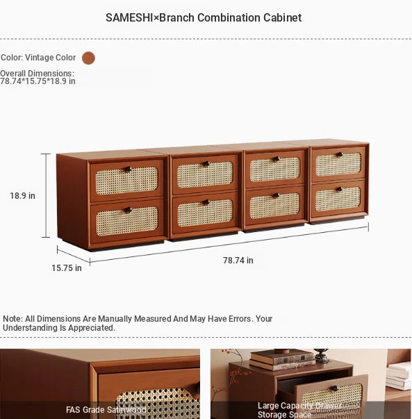 Solid Wood Ash Cabinet with Rattan Weaving - Stylish Storage Solution for Modern Interiors hsms-4922
