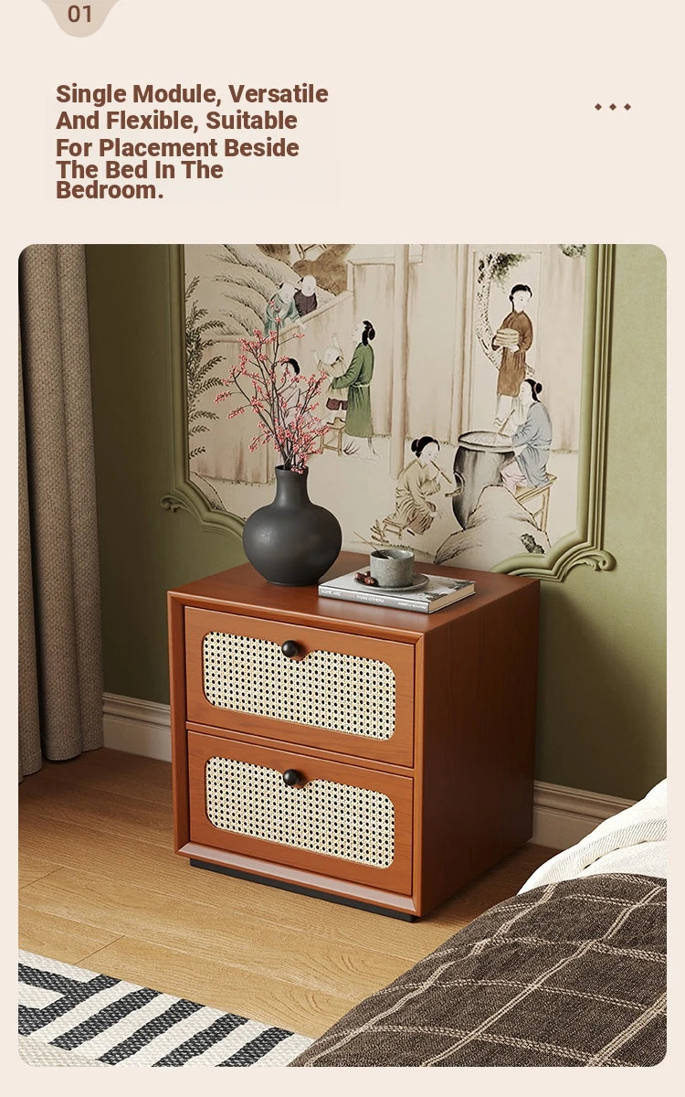 Solid Wood Ash Cabinet with Rattan Weaving - Stylish Storage Solution for Modern Interiors hsms-4922