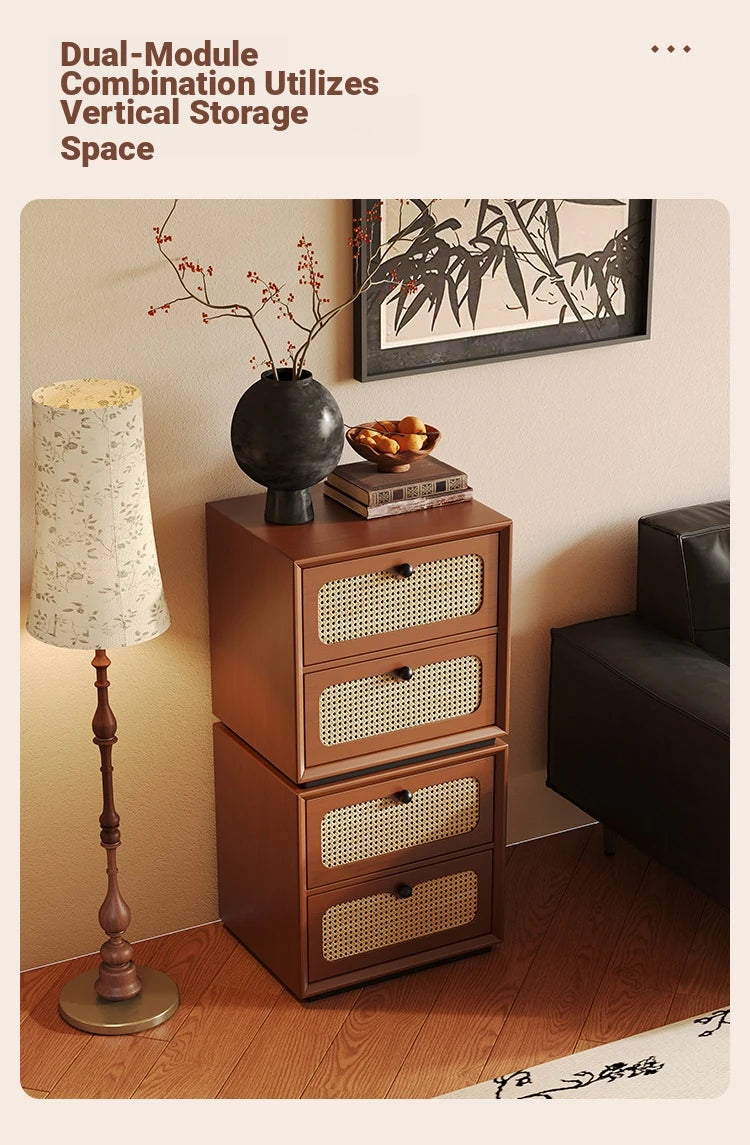 Solid Wood Ash Cabinet with Rattan Weaving - Stylish Storage Solution for Modern Interiors hsms-4922