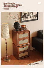 Solid Wood Ash Cabinet with Rattan Weaving - Stylish Storage Solution for Modern Interiors hsms-4922